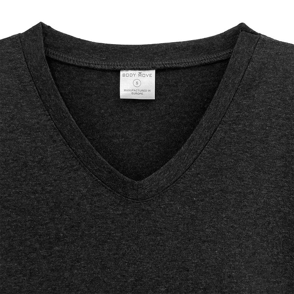 ustyle Γυναικεία βαμβακερά μπλούζακια T-shirt κοντομάνικα με V λαιμόκοψη σε γκρι US-13428