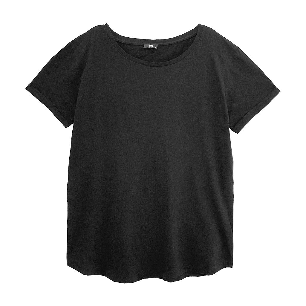 ustyle Γυναικεία βαμβακερά μπλούζακια κοντομάνικα σε μαύρο US-13438