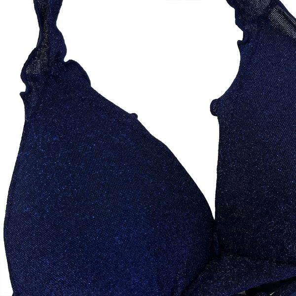 Ustyle Γυναικεία μαγιό σετ μπικίνι τριγωνάκι με γλίττερ μπλε US-84708