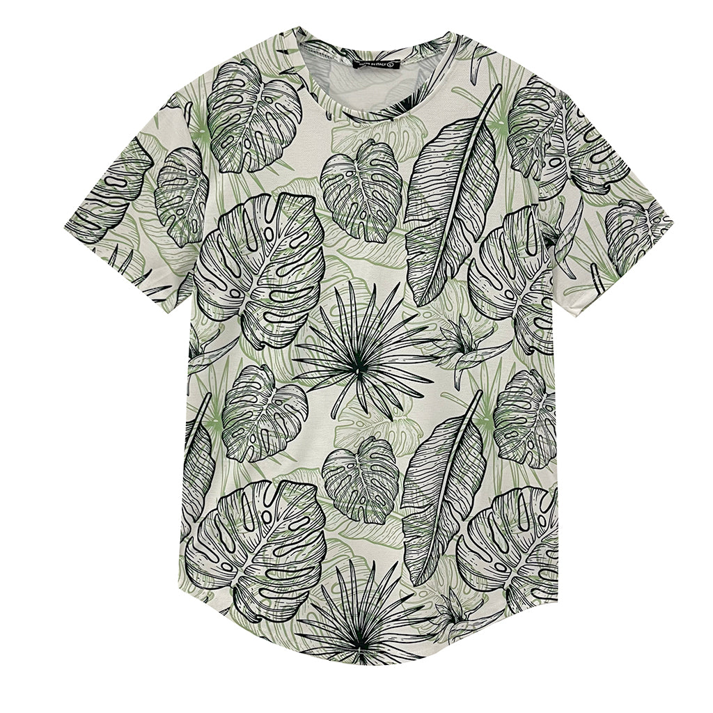 Ustyle Ανδρική Μπλούζα/T-shirt κοντομάνικη με σχέδιο τροπικά φύλλα