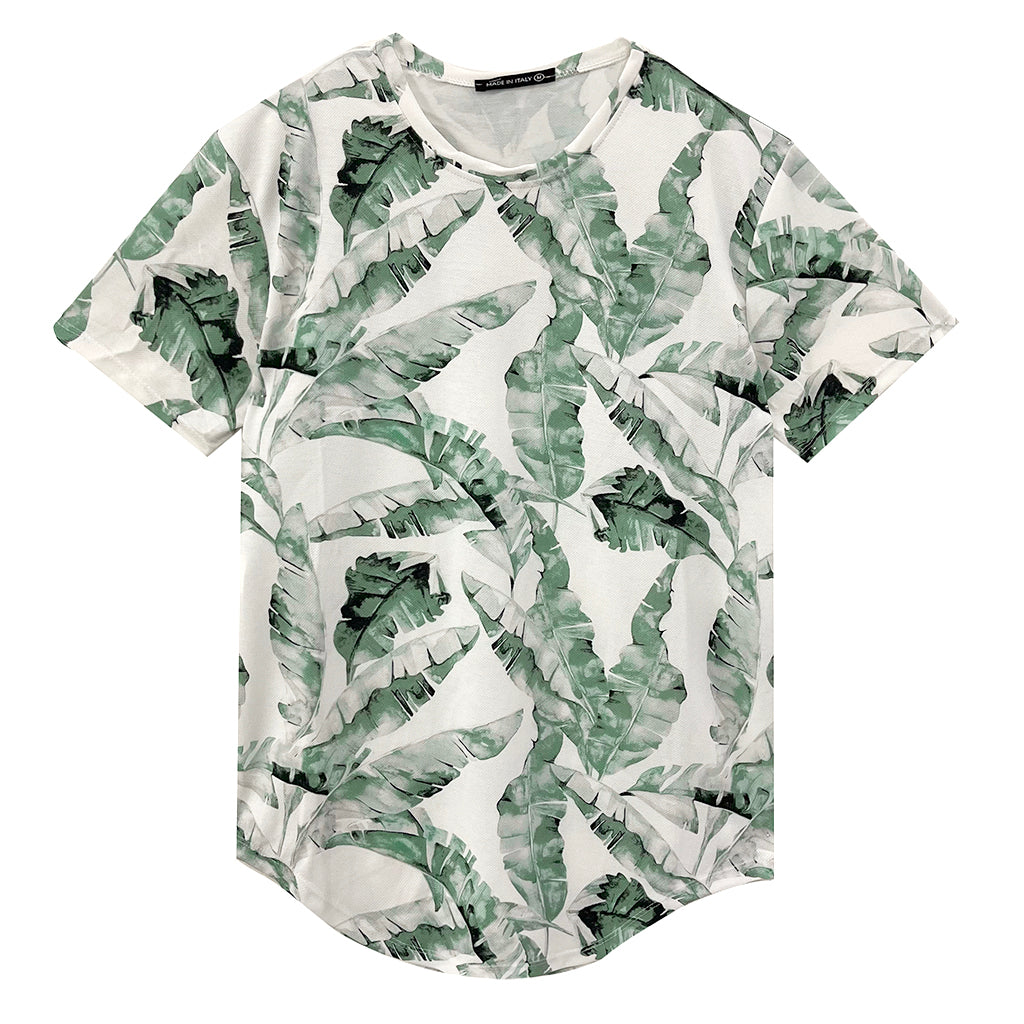 Ustyle Ανδρική Μπλούζα/T-shirt κοντομάνικη με σχέδιο τροπικά φύλλα