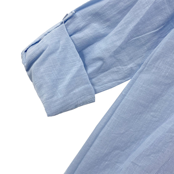ustyle Ανδρικό πουκάμισο λινό μακρυμάνικο με γιακά Μαο γαλάζιο 16575
