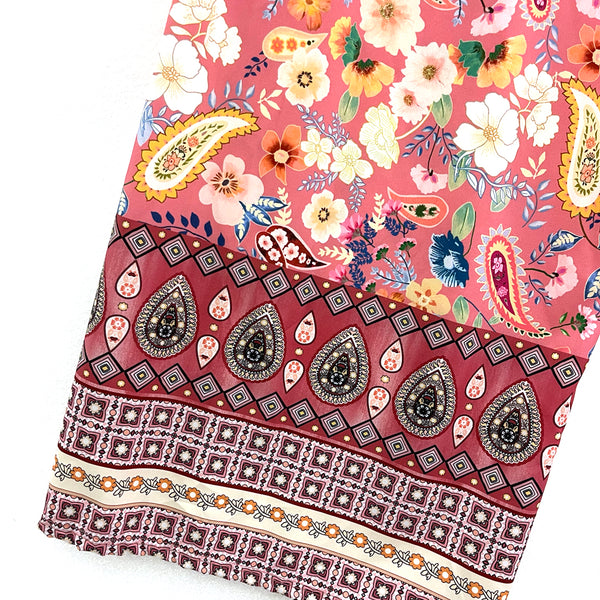 ustyle Γυναικεία παντελόνα wide leg print floral με ελαστικό ζωνάρι GP-80971