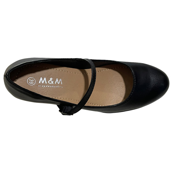 Ustyle Ustyle παπούτσια χορού παραδοσιακού με μπαρέτα χαμηλό τακούνι 4.5CM μαύρο US-9301