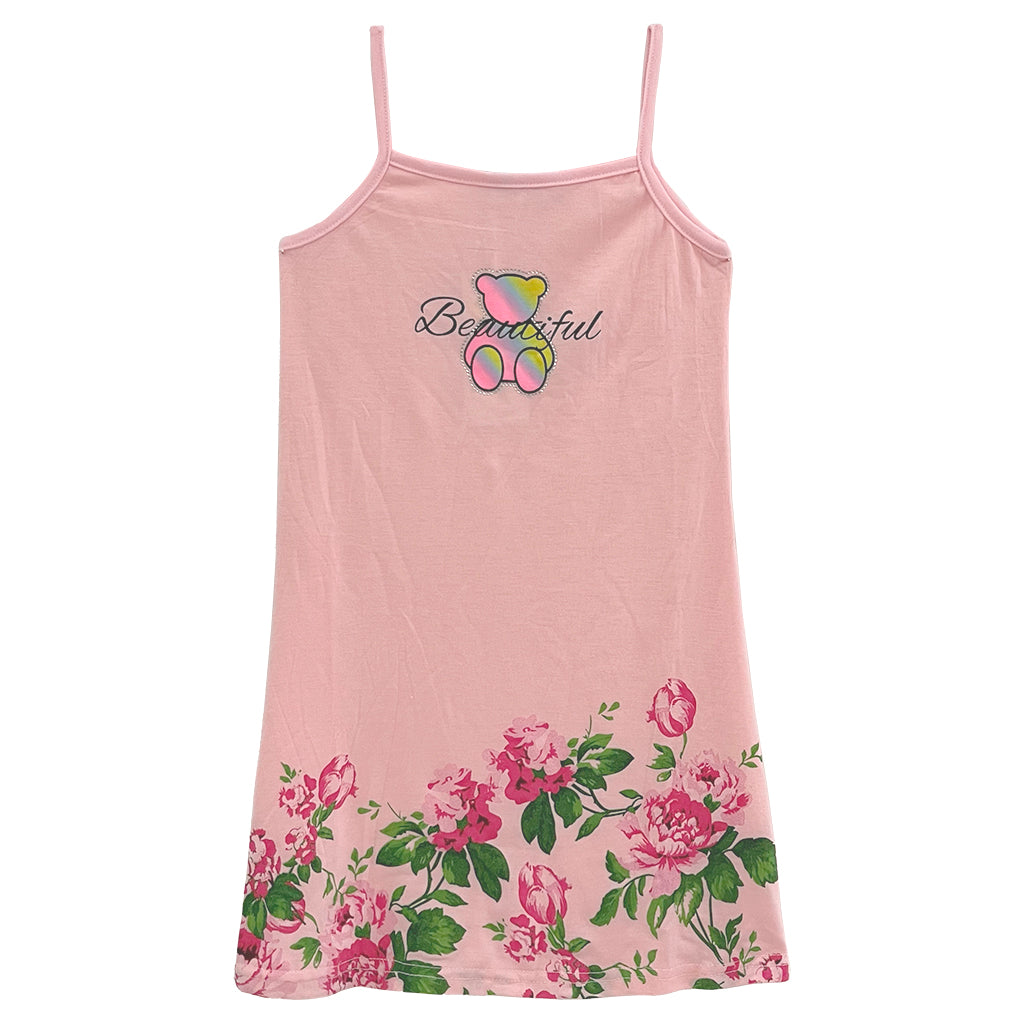 ustyle Κοριτσίστικο φόρεμα καλοκαιρινό με τιραντάκια KF-824338 Ροζ