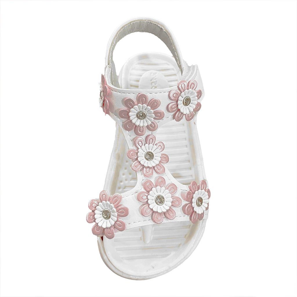 ustyle Κοριτσίστικο πέδιλο με λουλούδια λευκό US-8987