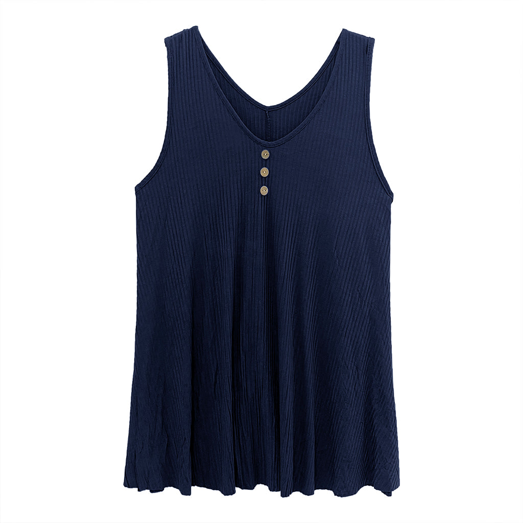 ustyle Γυναικεία μπλούζα τιράντες Plus-sized με διακοσμητικά κουμπάκια 19758 Νάβι Μπλε One Size