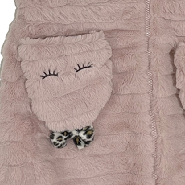 Κοριτσίστικη γούνα αμάνικη με κουκούλα ροζ US-105