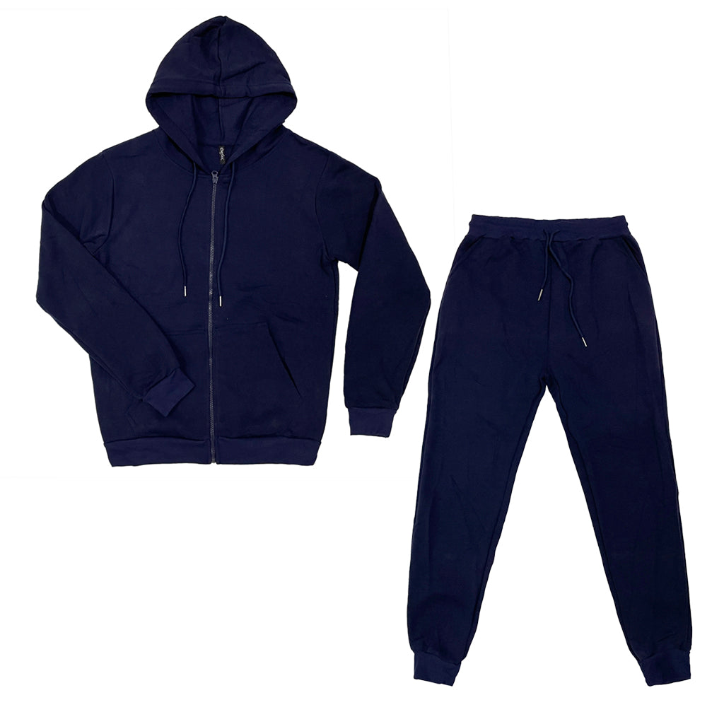 Ανδρικό σετ φόρμας ζακέτα+Παντελόνι φούτερ με φλις μπλε US-29001