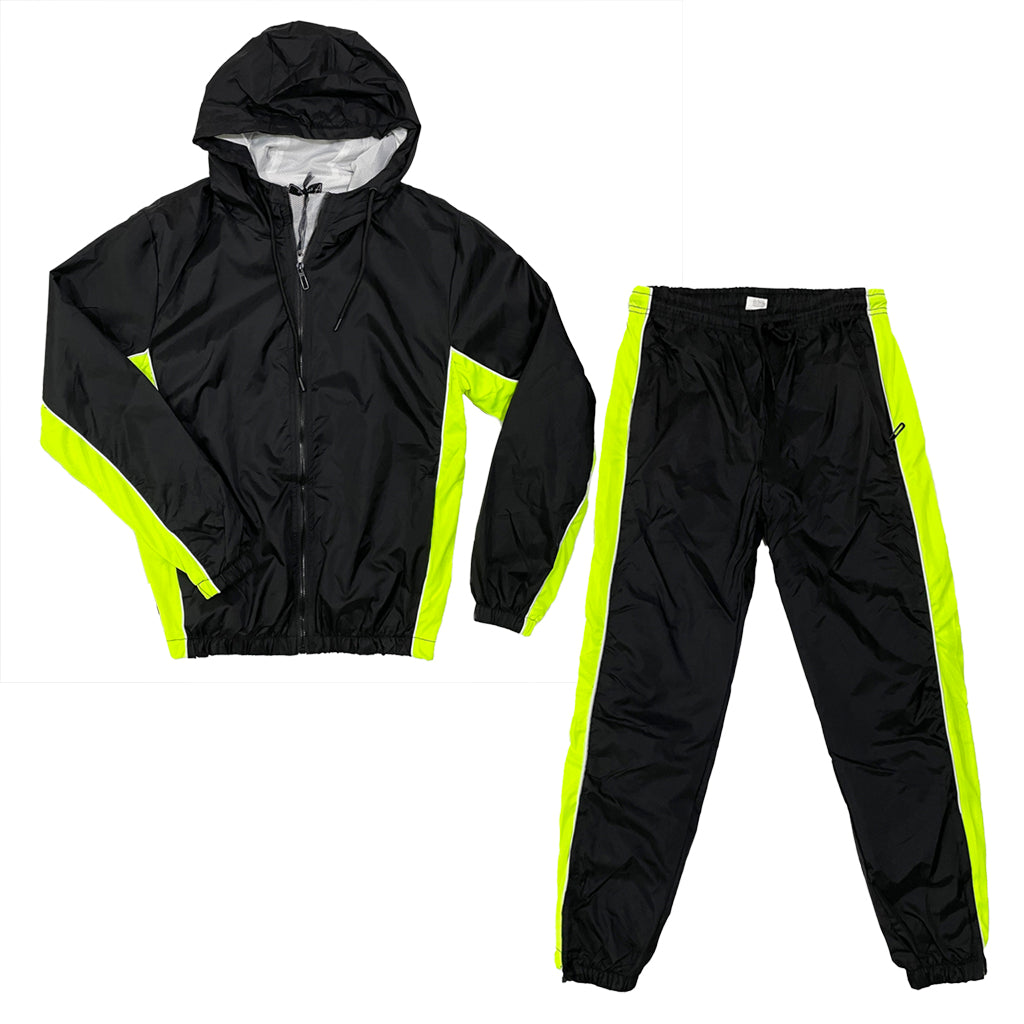 Ustyle Ανδρικό σετ φόρμας αντιανεμικό ζακέτα με κουκούλα+Παντελόνι jogger Μαύρο US-01037
