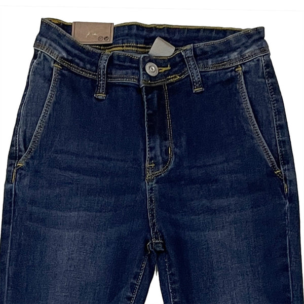 Γυναικείο παντελόνι τζιν καμπάνα slim ελαστικό σε μπλε US-f-4177