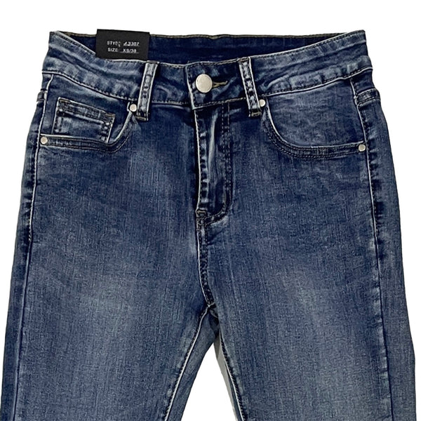 Γυναικείο παντελόνι τζιν καμπάνα με ελαστικότητα σε μπλε US-AB-307