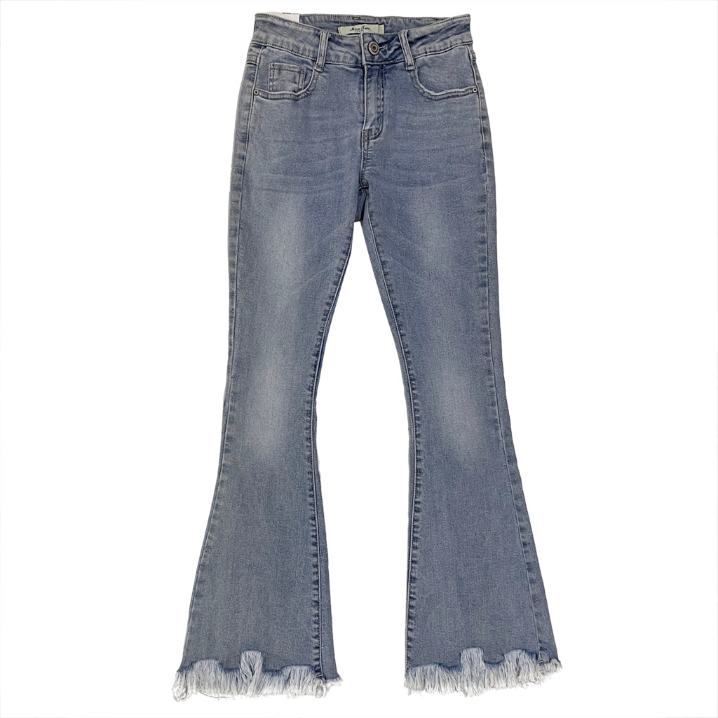 Γυναικείο παντελόνι τζιν καμπάνα σκισμένα στα μπατζάκια light blue US-ML-2815