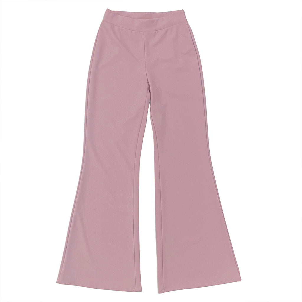 Γυναικείο παντελόνι υφασμάτινο καμπάνα ελαστικό ροζ US-78903
