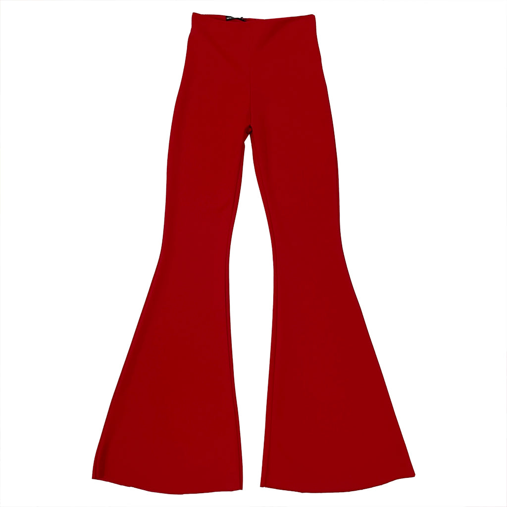 ustyle Γυναικείο παντελόνι υφασμάτινο καμπάνα ελαστικό Κόκκινο US-78906