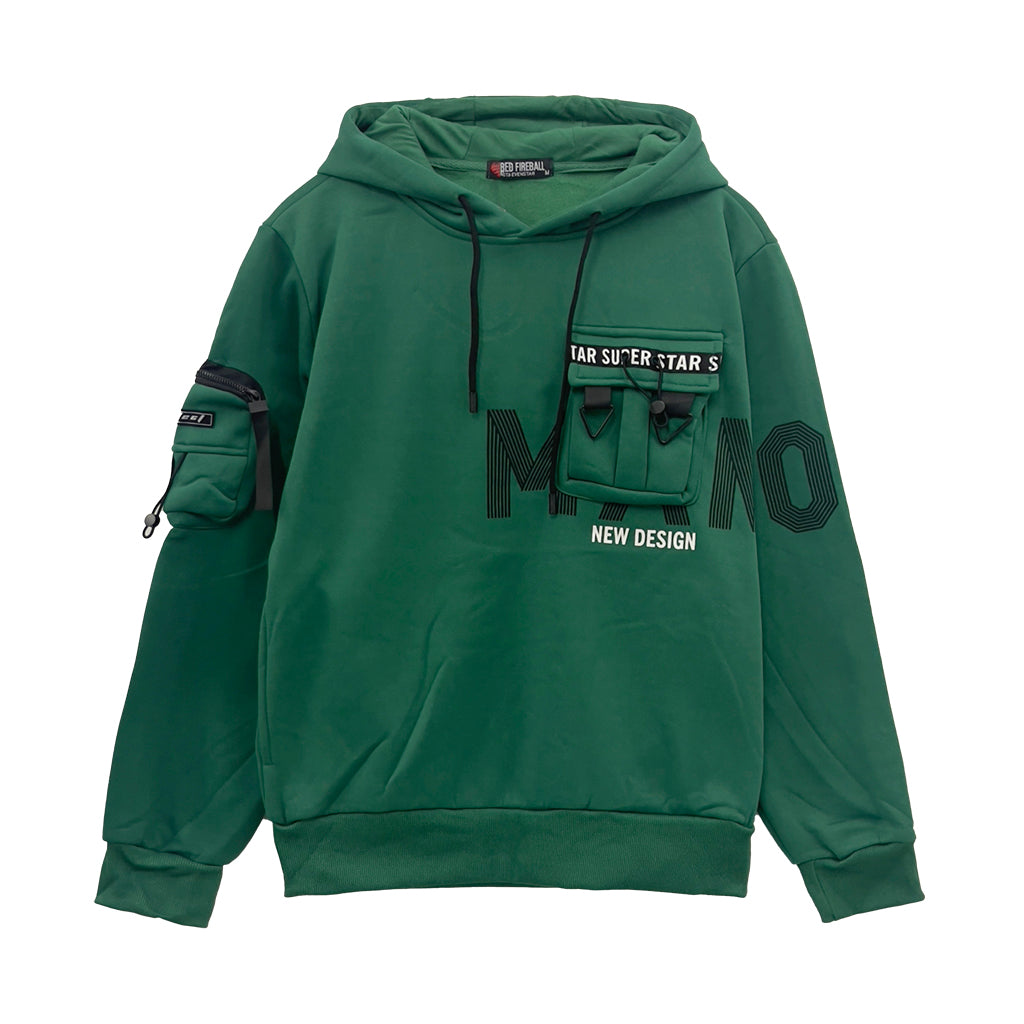 ustyle Ανδρικά φούτερ Fleece με κουκούλα και τσέπες AF-3718 Πράσινο