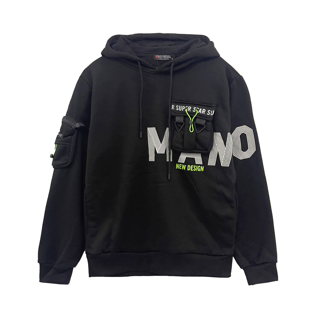 ustyle Ανδρικά φούτερ Fleece με κουκούλα και τσέπες AF-3718 Μαύρο L