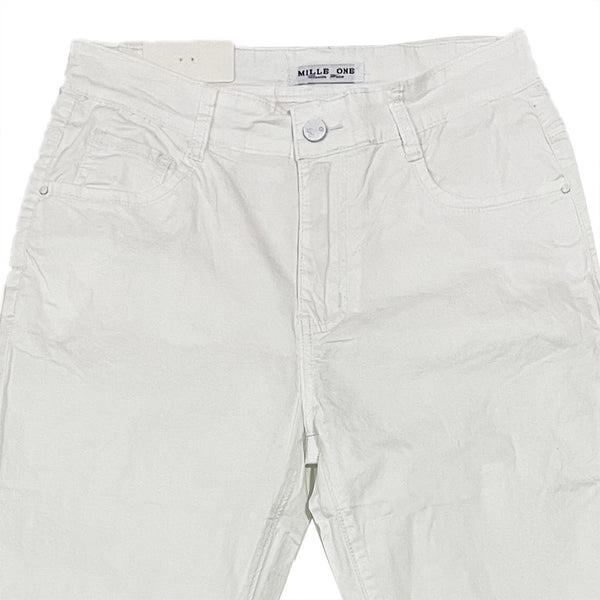 ustyle Γυναικείο παντελόνι υφασμάτινο ελαστικό λευκό L-01-10