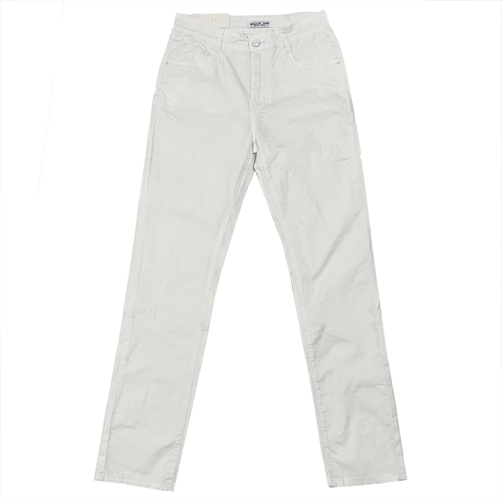 ustyle Γυναικείο παντελόνι υφασμάτινο ελαστικό λευκό L-01-10