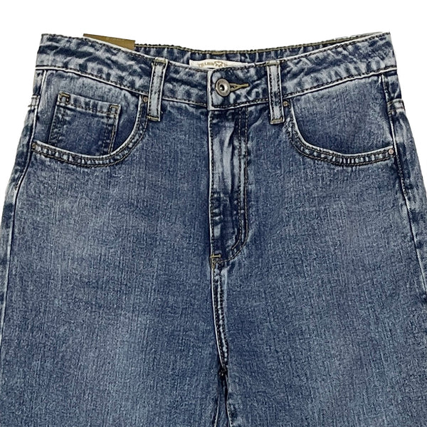Γυναικείο τζιν παντελόνι σταθερό ύφασμα μπλε US-H-6911
