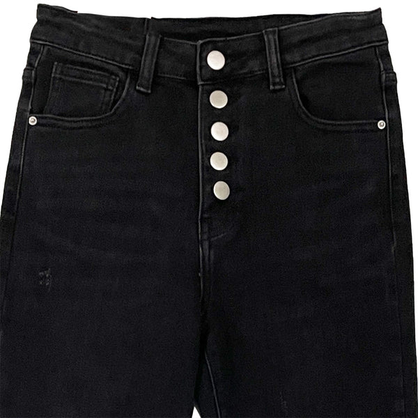 Γυναικείο τζιν παντελόνι κλείσιμο με κουμπιά Μαύρο US-SK-1129