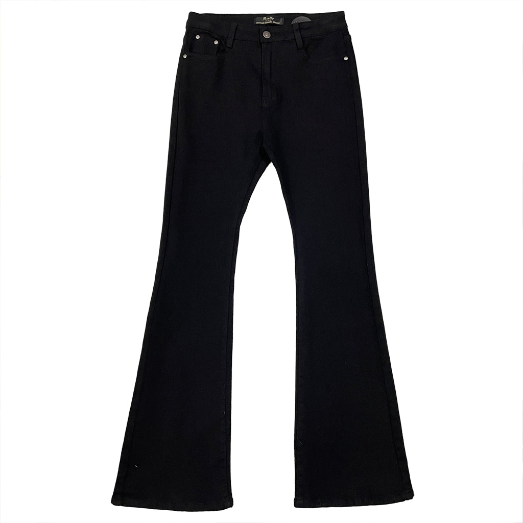 ustyle Γυναικείο παντελόνι τζιν καμπάνα ελαστικό μαύρο US-AL-716