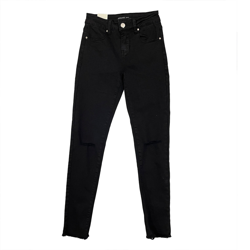 ustyle Γυναικείο τζιν παντελόνι με σκισίματα στα γόνατα μαύρο US-ZH-6709