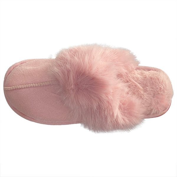 Γυναικείες παντόφλες χειμερινές με γούνα ροζ US-6001