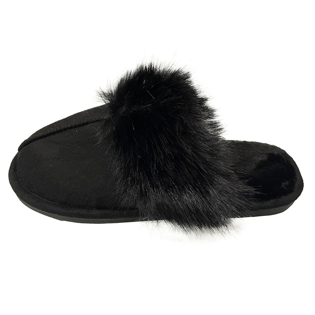 ustyle Γυναικείες παντόφλες χειμερινές με γούνα Μαύρο US-6001