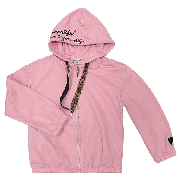 ustyle Κοριτσίστικο σετ φόρμας ζακέτα με παντελόνι σε ροζ B-5931