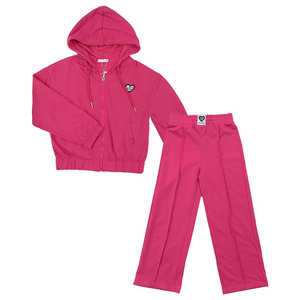 ustyle Κοριτσίστικο σετ φόρμας ζακέτα+παντελόνι ροζ B-073