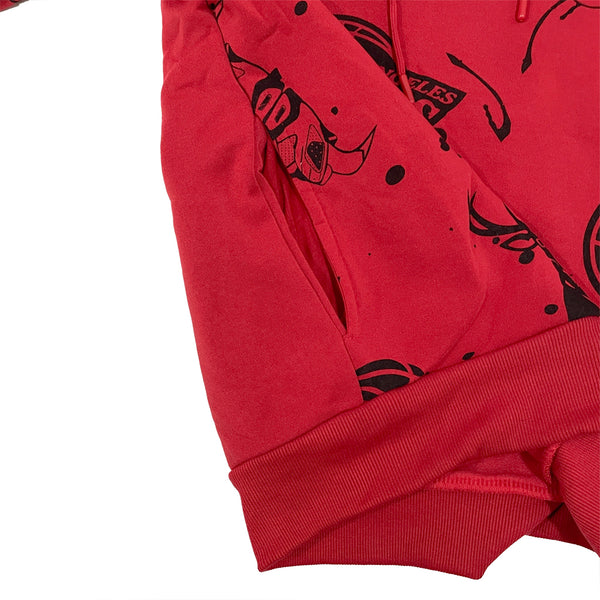 Ανδρικό φούτερ με κουκούλα fleece με εκτύπωση σχέδια Κόκκινο US-01380