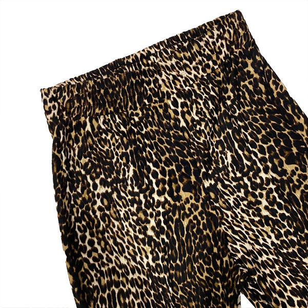 Γυναικείο παντελόνι καμπάνα ελαστικό με υφή fleece US-32400 λεοπάρ καφέ