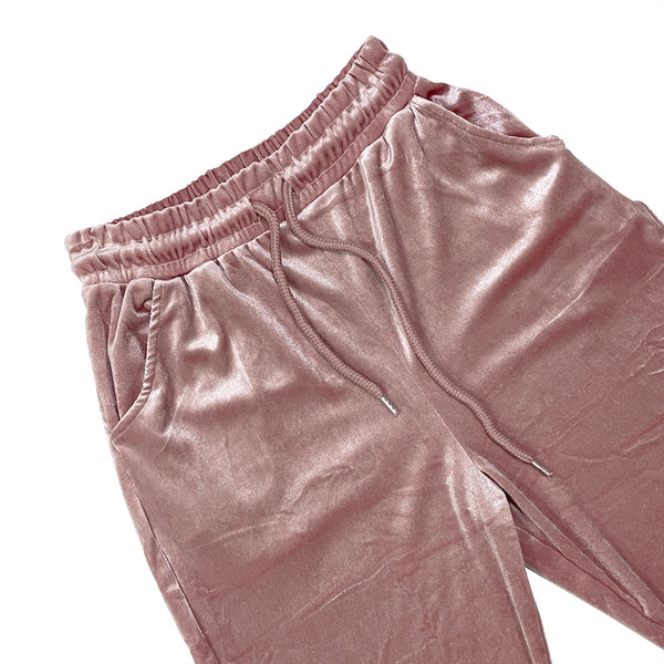 Γυναικεία φόρμα παντελόνι βελουτέ με λάστιχο US-8656 ροζ