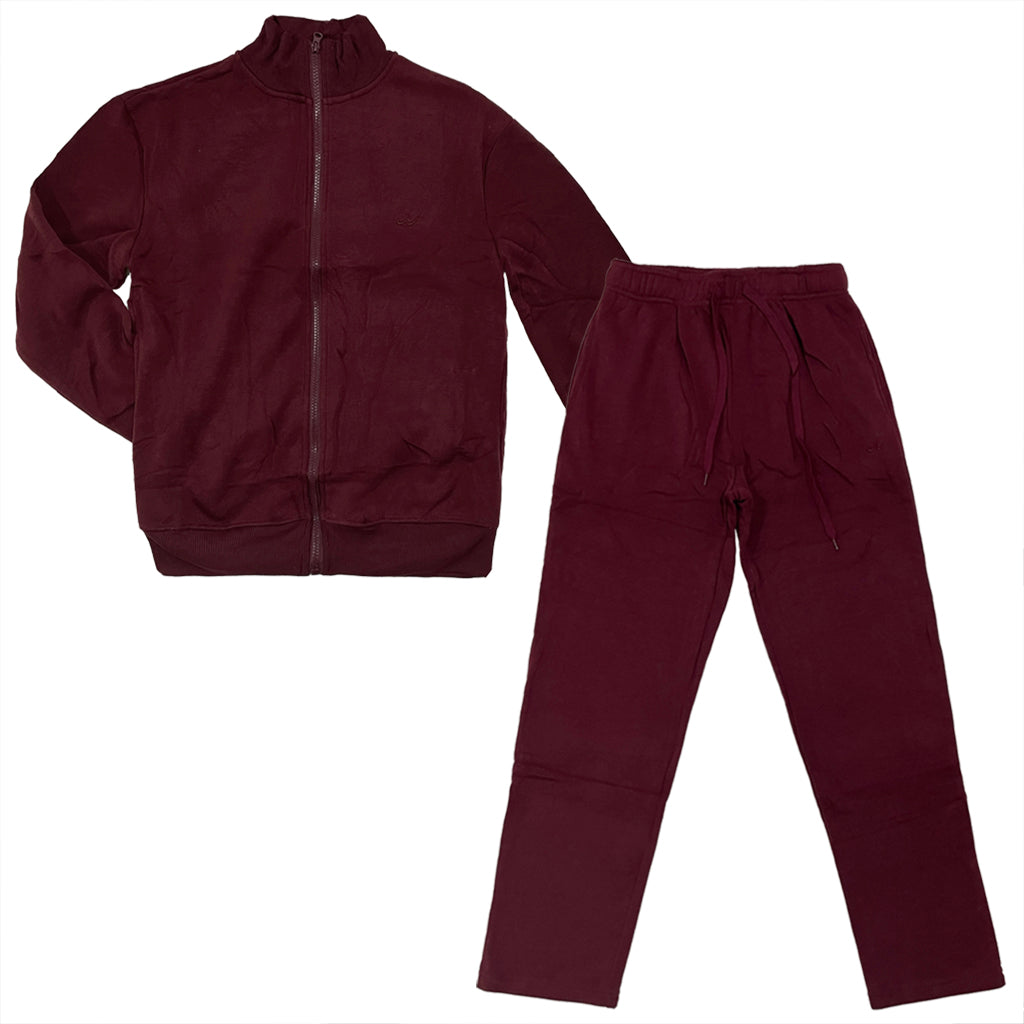Γυναικείο σετ φόρμας ζακέτα+παντελόνι FLEECE Μπορντό US-9135-1