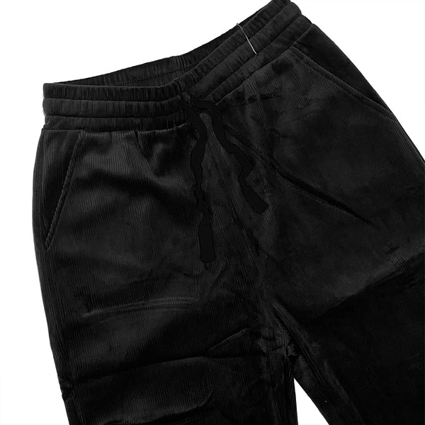 Γυναικεία κοτλέ φόρμα παντελόνι joggers Με λάστιχο US-HG-0160 Μαύρο