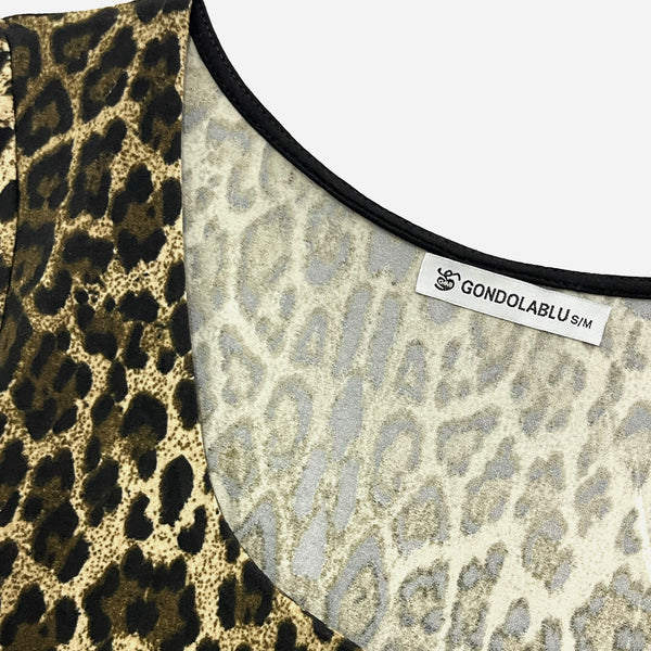 Γυναικεία κορμάκια ελαστικά μακευμάνικα animal print λεοπάρ GK-66768