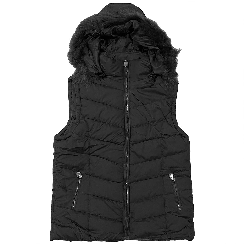 Γυναικείο Αμάνικο μπουφάν με αποσπώμενη κουκούλα US-308 Μαύρο