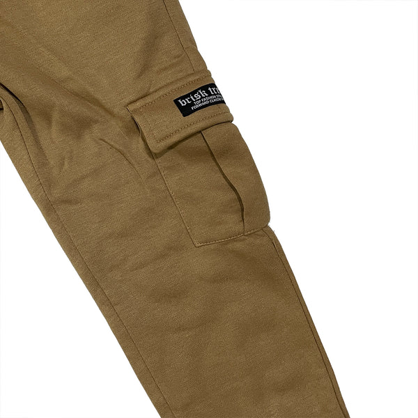 Αγορίστικο παντελόνι φόρμας cargo με επένδυση fleece καφέ US-01758