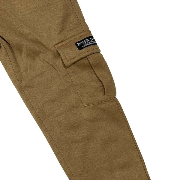 ustyle Αγορίστικο παντελόνι φόρμας cargo με επένδυση fleece καφέ US-01758