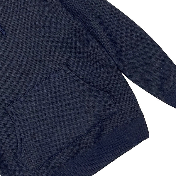 Ανδρική πλεκτή μπλούζα μακρυμάνικη με επένδυση γούνα Μαύρο με Μπλε US-58158