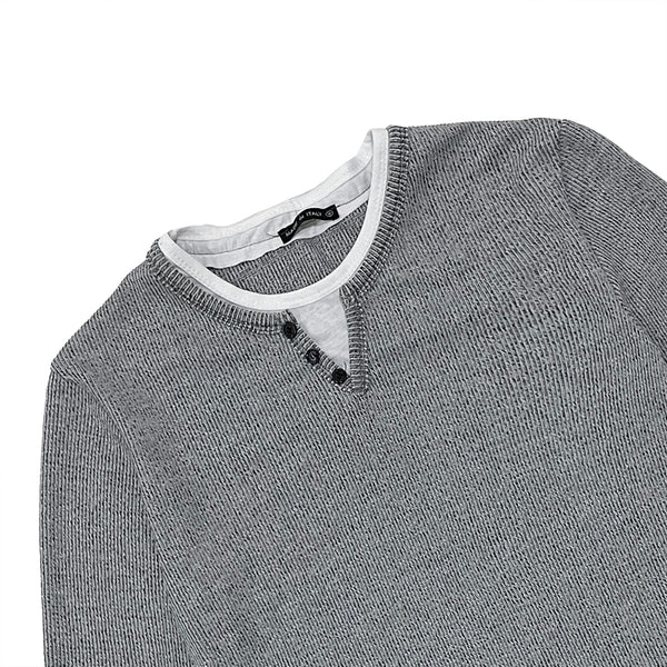 ustyle Ανδρική πλεκτή μπλούζα με διακοσμητικά κουμπάκια Γκρι US-16518