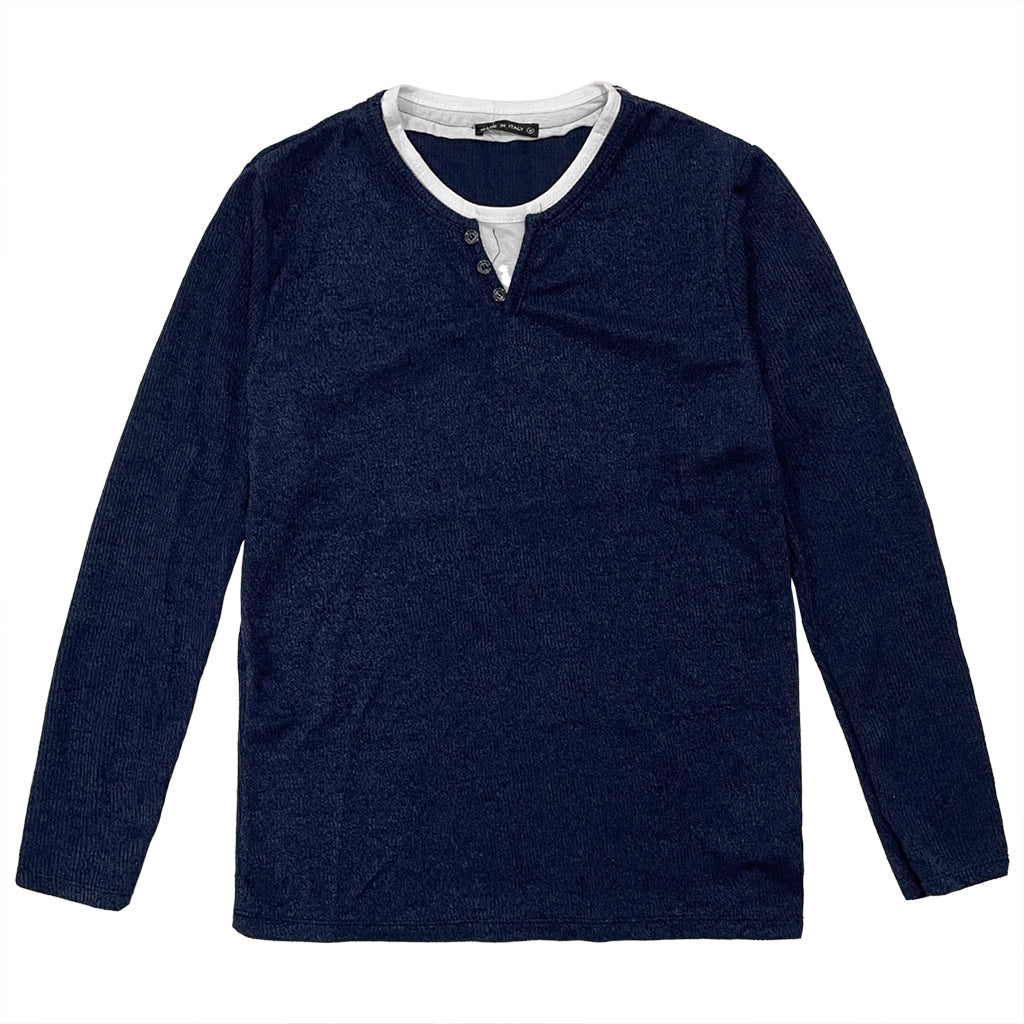Ανδρική πλεκτή μπλούζα με διακοσμητικά κουμπάκια Μπλε US-16518