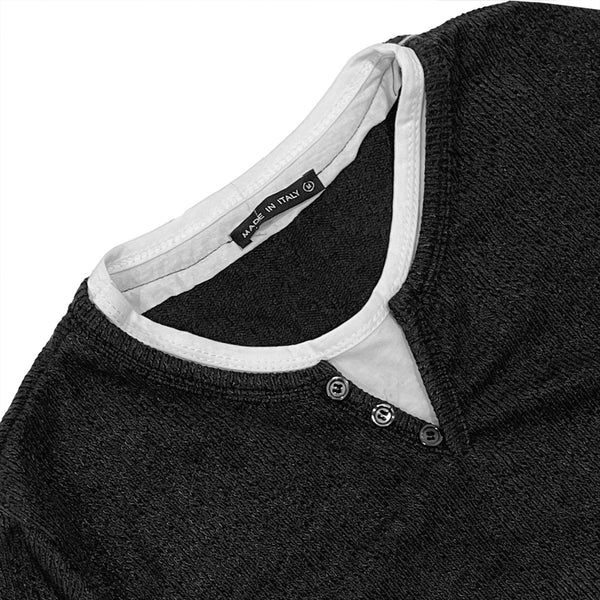 ustyle Ανδρική πλεκτή μπλούζα με διακοσμητικά κουμπάκια Μαύρο US-16518