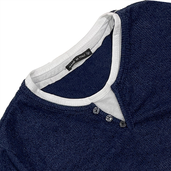 ustyle Ανδρική πλεκτή μπλούζα με διακοσμητικά κουμπάκια Μπλε US-16518