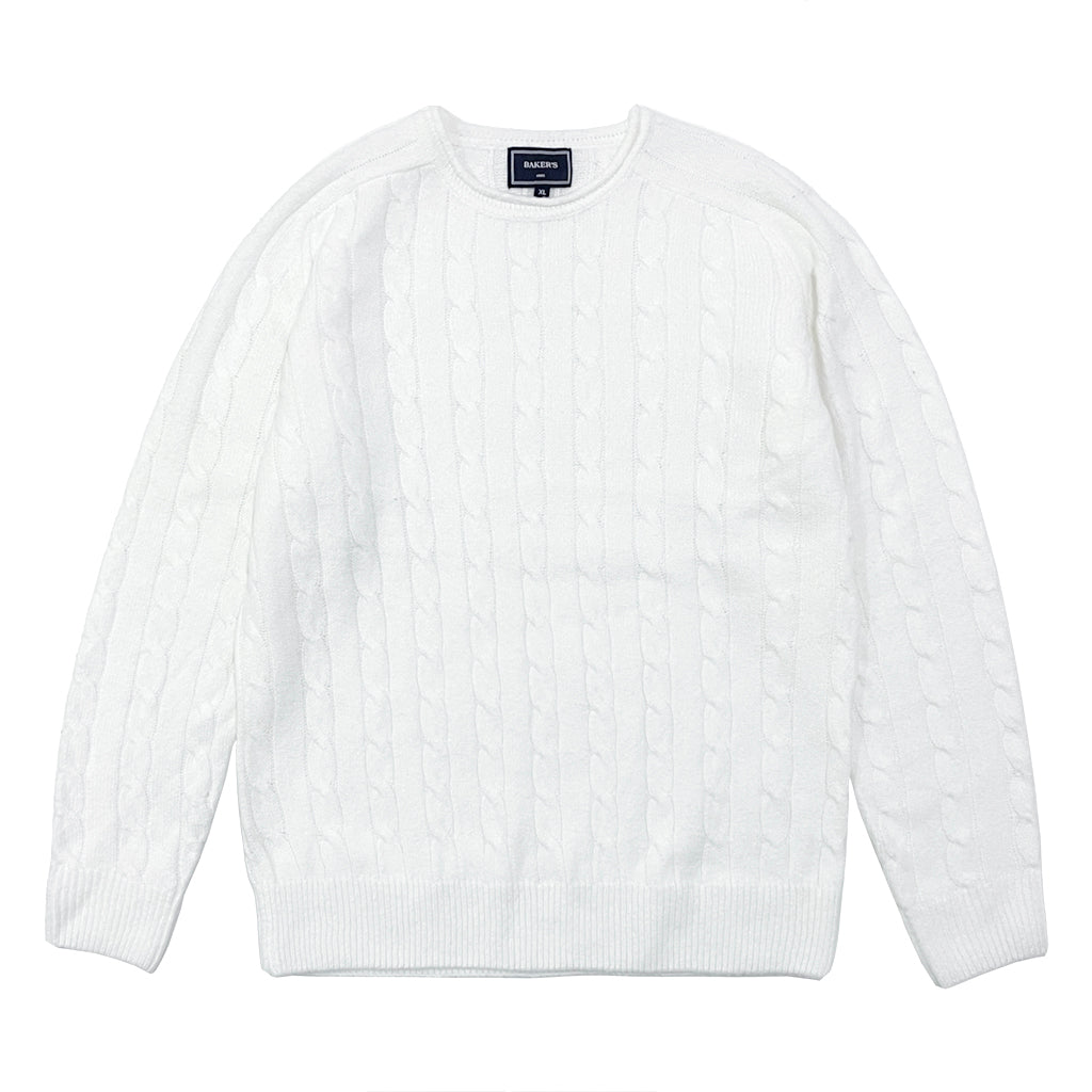 ustyle Ανδρική πλεκτή μπλούζα με ανάγλυφα λευκό US-5318