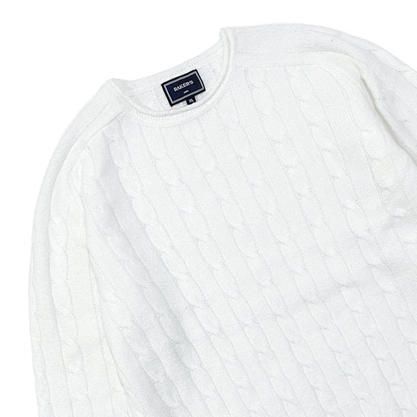 Ανδρική πλεκτή μπλούζα με ανάγλυφα λευκό US-5318
