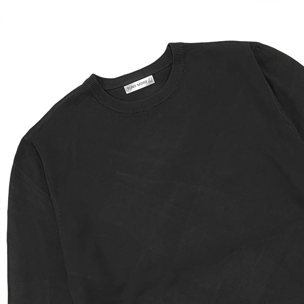 ustyle Ανδρική μάλλινη μπλούζα πουλόβερ μακρυμάνικη μαύρο US-81758