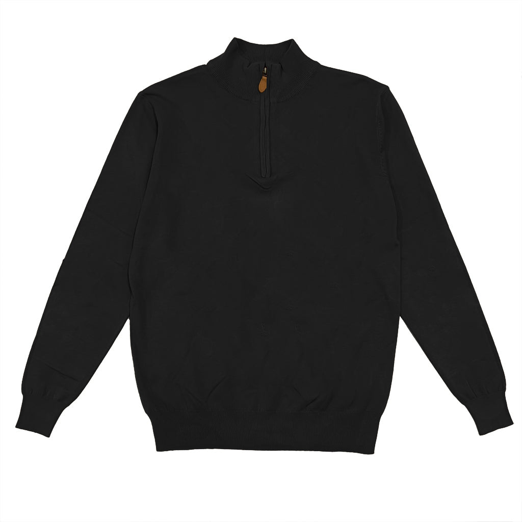 Ανδρική μάλλινη μπλούζα μακρυμάνικη με φερμουάρ στο γιακά μαύρο US-80088