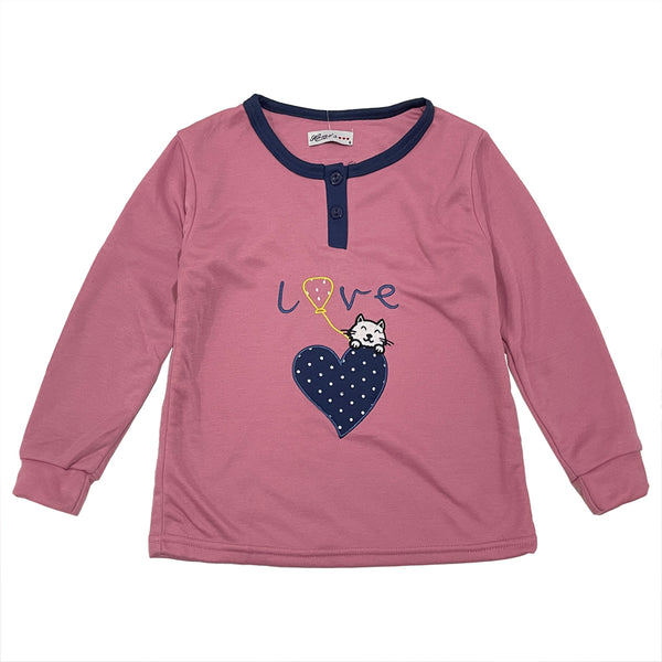 Κοριτσίστικο σετ πιτζάμας με fleece US-50318 Ροζ